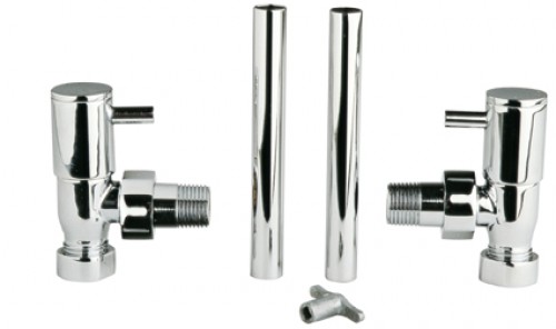 Modern Angled Radiator Valves Pair in Chrome Modern Angled Radiator Valves Pair in Chrome