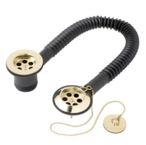 Bath Waste, Plug and Chain in Gold with Overflow Bath Waste, Plug and Chain in Gold with Overflow