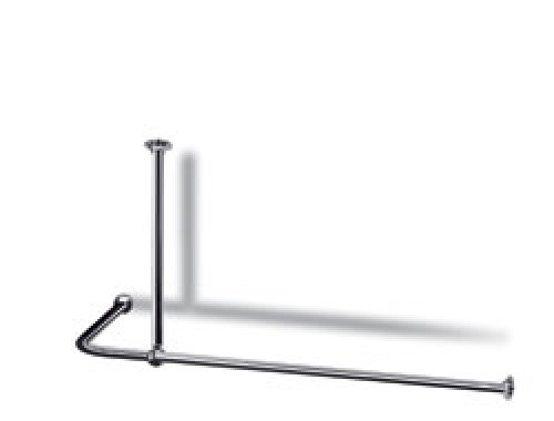L Shaped Shower Curtain Rail with Ceiling Fixing in Nickel Plated Brass L Shaped Shower Curtain Rail with Ceiling Fixing in Nickel Plated Brass
