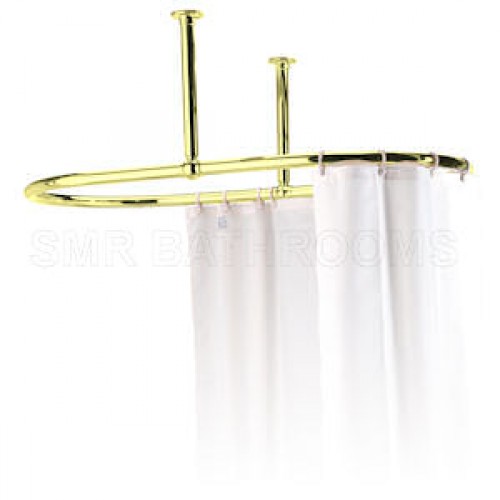 Oval Shower Curtain Rail with Ceiling Fixing in polished Brass Oval Shower Curtain Rail with Ceiling Fixing in polished Brass