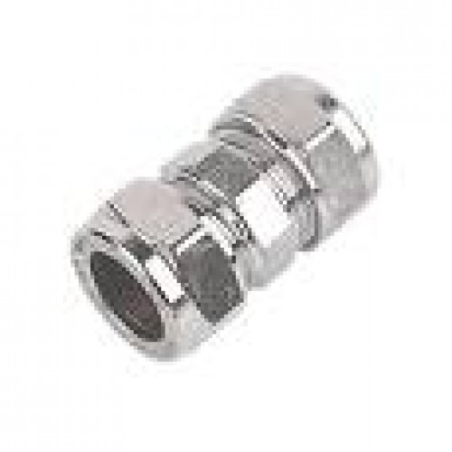 Straight Compression Coupling in Chrome. To fit 22mm plumbing. Straight Compression Coupling in Chrome. To fit 22mm plumbing.