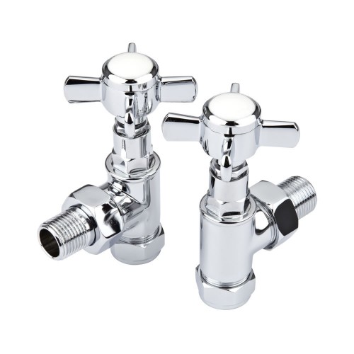 Traditional Angled Radiator Valves in Chrome Plated Brass Traditional Angled Radiator Valves in Chrome Plated Brass